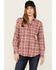 Image #1 - Ariat Women's FR Plaid Print Long Sleeve Snap Work Shirt, Pink, hi-res