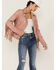 Image #1 - Mauritius Leather Women's Melbourne Pink Fringe Leather Jacket, Pink, hi-res