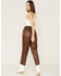 Image #3 - Ariat Women's Small Town Faux Leather Joggers, Brown, hi-res
