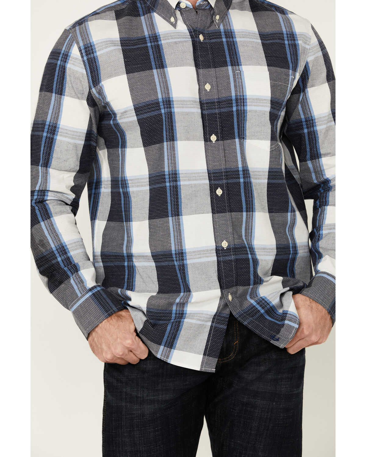 Image #3 - Cody James Men's Gallop Plaid Print Long Sleeve Button-Down Stretch Western Shirt, White, hi-res