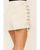 Image #4 - Saints & Hearts Women's Faux Suede High Rise Lace-Up Shorts , Cream, hi-res