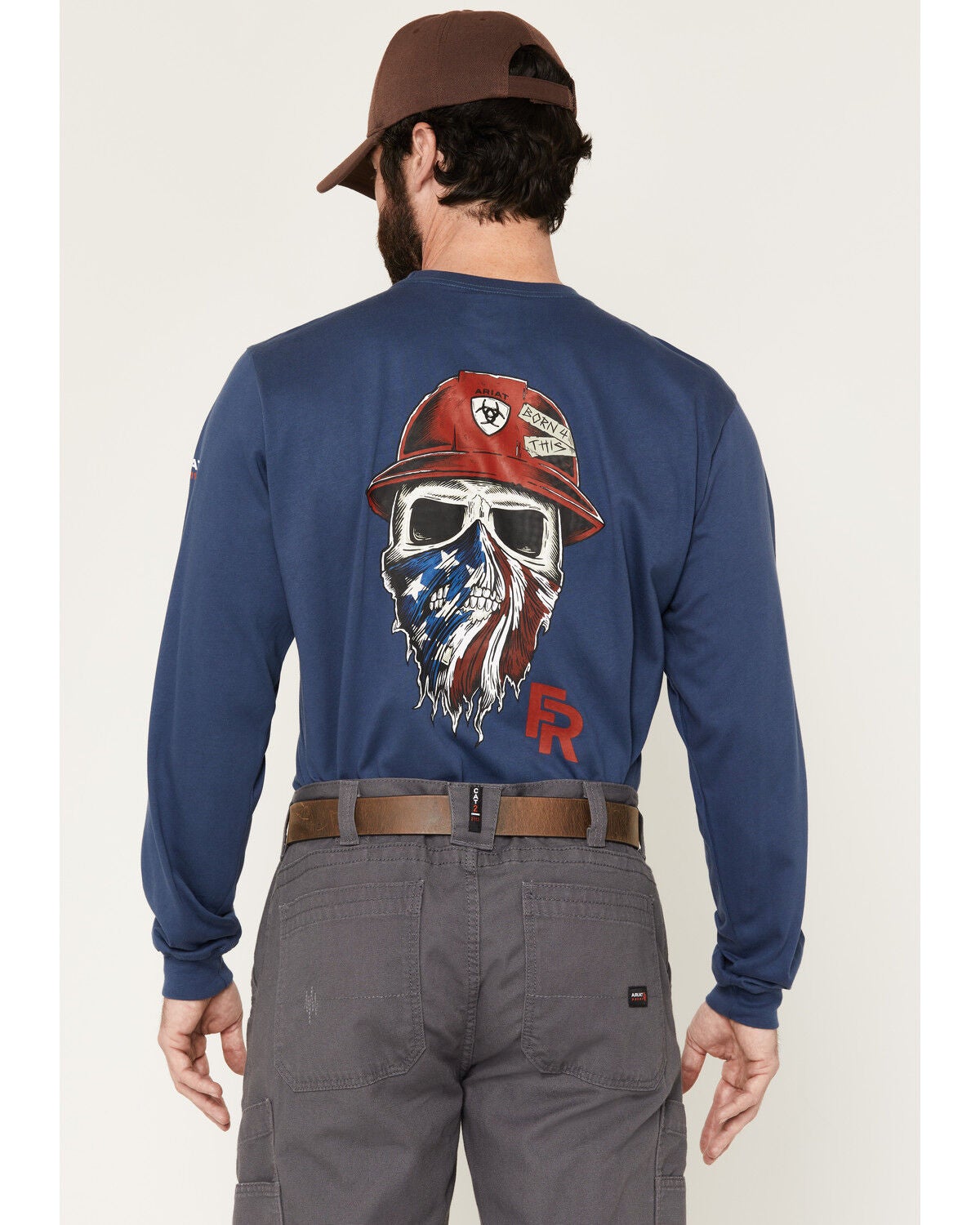 Ariat Men's FR Born For This Long Sleeve Work T-Shirt, Blue, hi-res