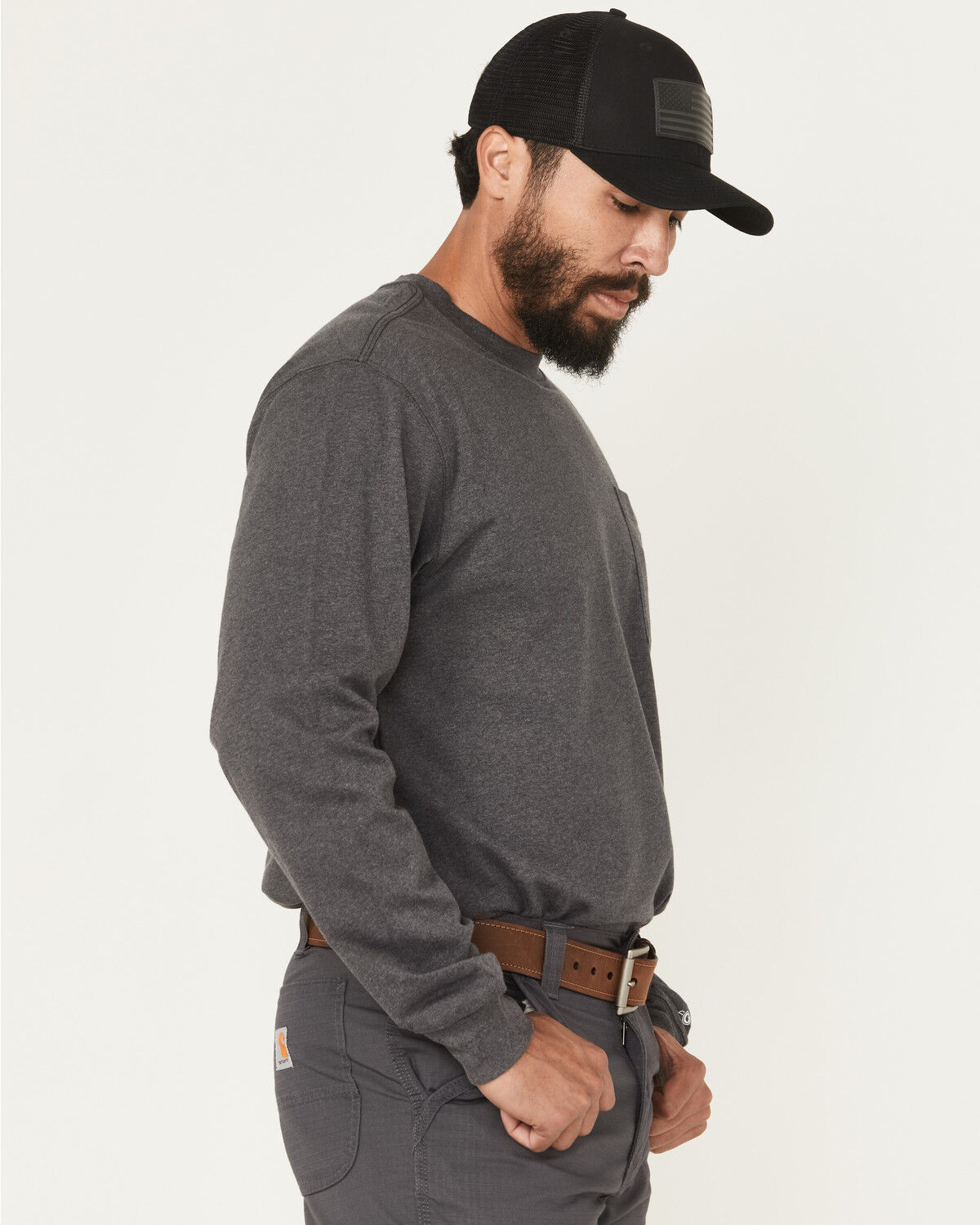 Image #3 - Carhartt Men's FR Loose Fit Long Sleeve Lightweight Electric T-Shirt, Heather Grey, hi-res