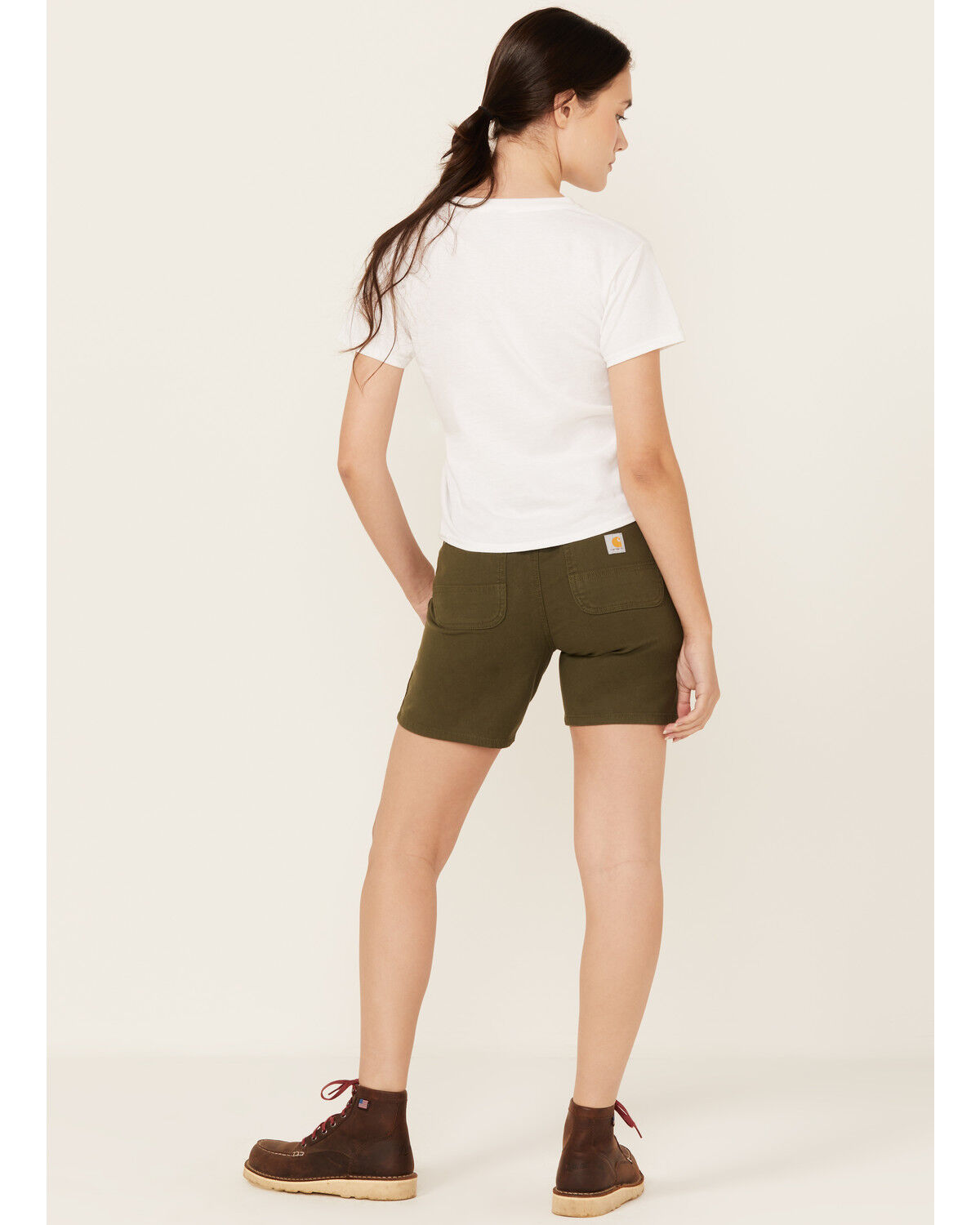 Image #3 - Carhartt Women's Rugged Flex™ Relaxed Fit Canvas Work Shorts, Forest Green, hi-res