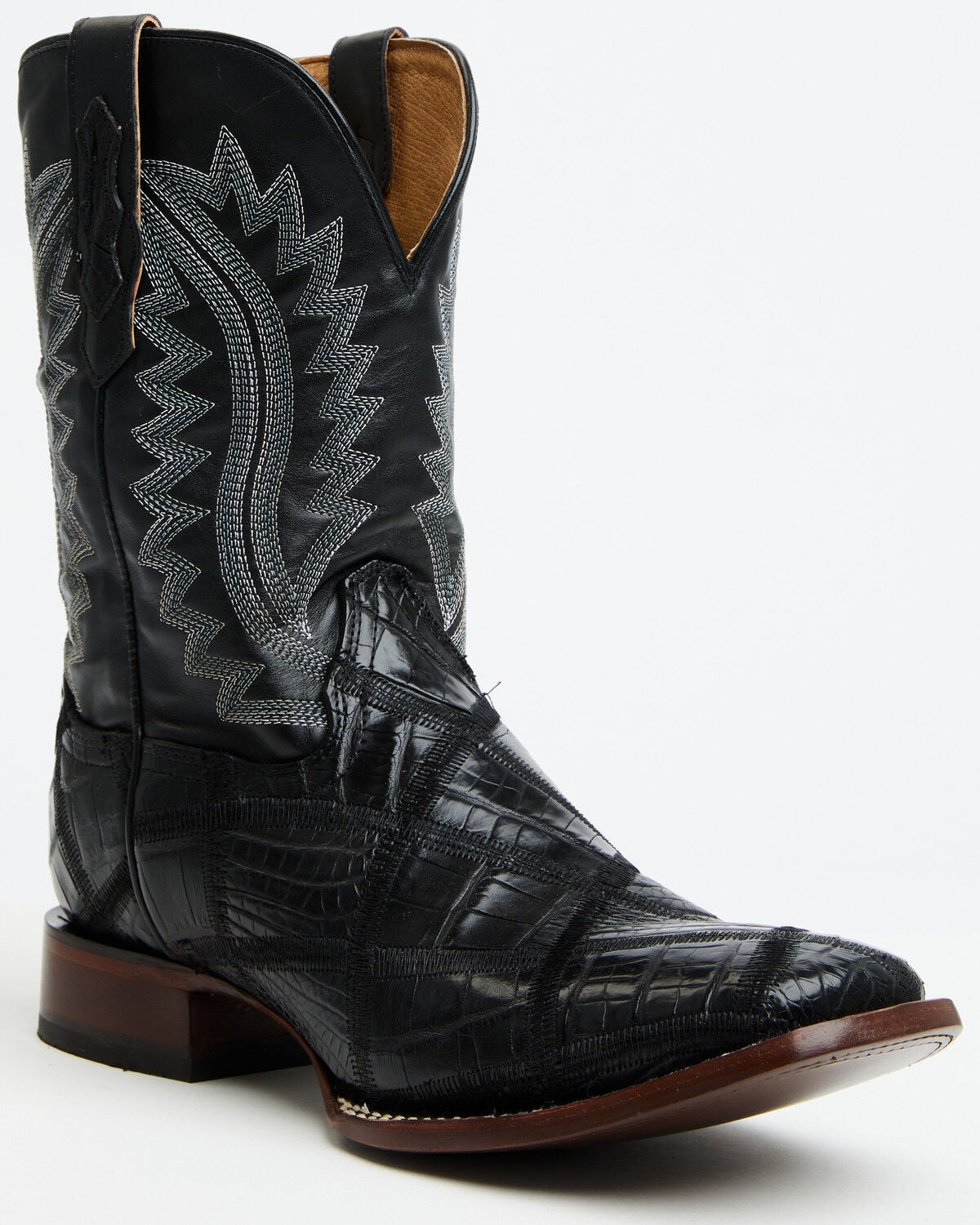 Cody James Men's Exotic American Alligator Western Boots - Broad Square Toe, Black, hi-res