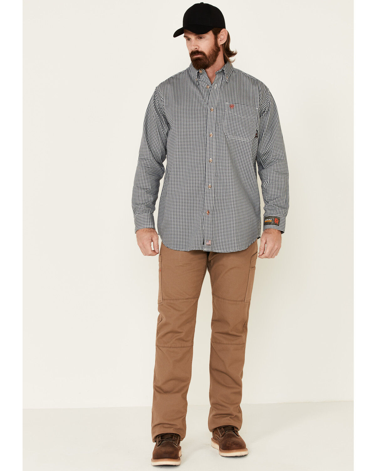 Image #2 - Ariat Men's FR Check Long Sleeve Work Shirt, Blue, hi-res
