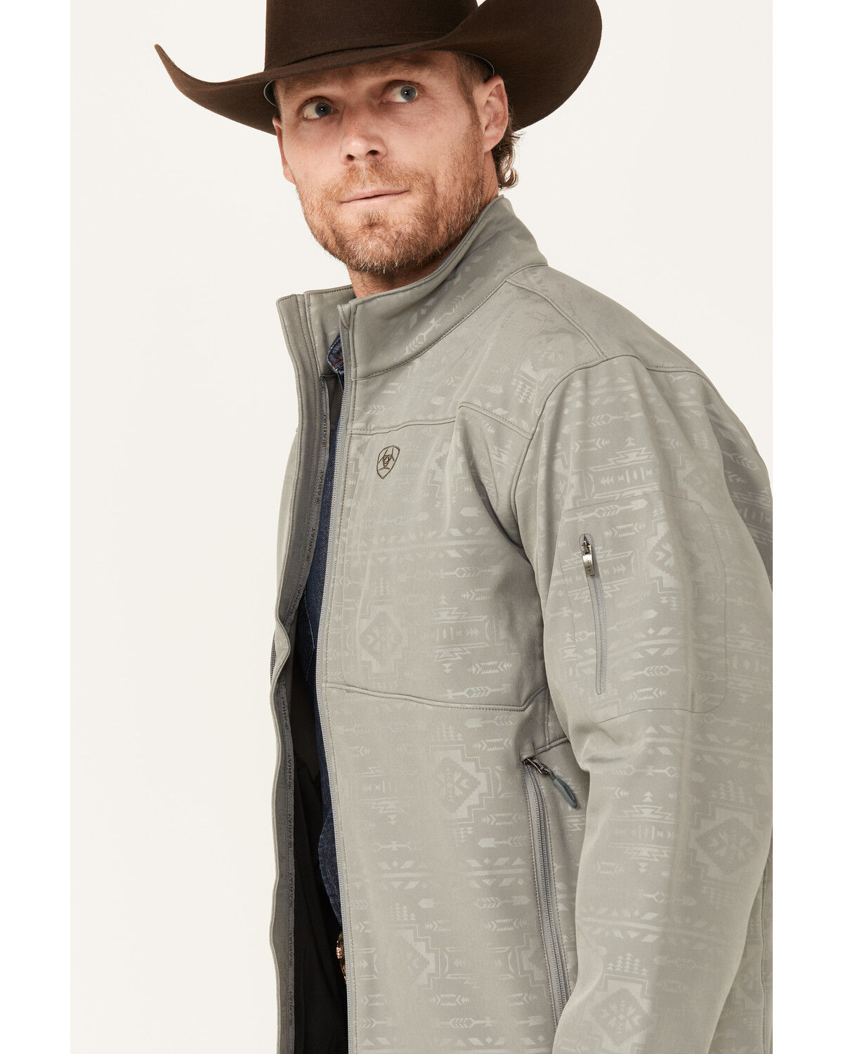 Image #2 - Ariat Men's Vernon 2.0 Softshell Southwestern Jacket - Big, Grey, hi-res