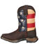 Image #3 - Durango Girls' Lil Rebel Big Kids' Flag Western Boots - Broad Square Toe, Dark Brown, hi-res