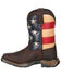 Durango Girls' Lil Rebel Big Kids' Flag Western Boots - Wide Square Toe, Dark Brown, hi-res