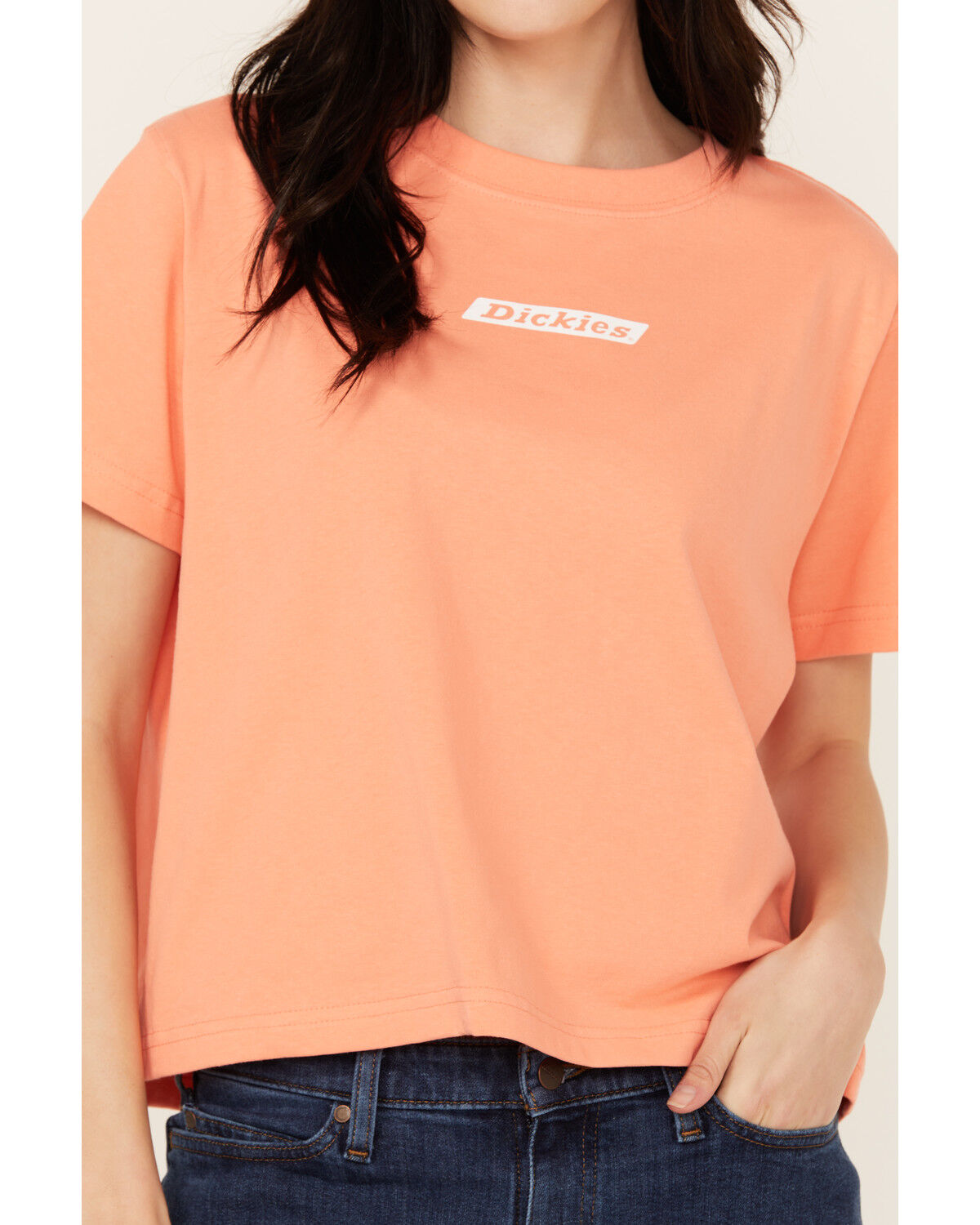 Image #3 - Dickies Women's Logo Short Sleeve Graphic Tee, Coral, hi-res