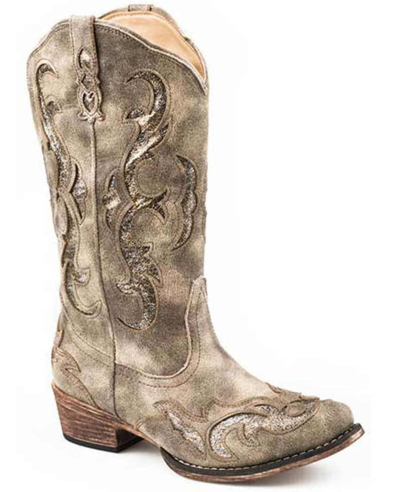 Roper Women's Riley Western Boots - Snip Toe, Tan, hi-res