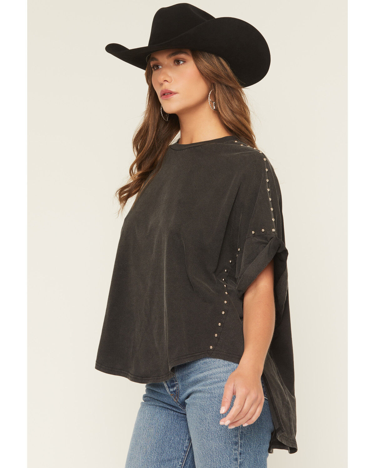 Image #2 - Blue B Women's Studded Short Sleeve Tee, Black, hi-res