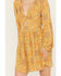 Image #3 - En Creme Women's Medallion Print Cut Out Long Sleeve Mini Dress, Mustard, hi-res