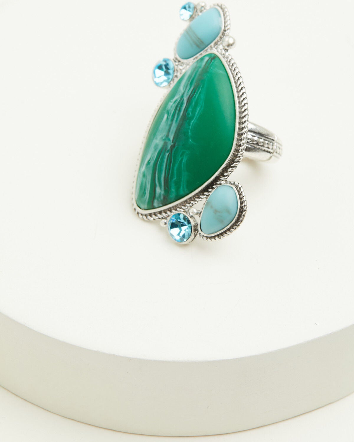Image #2 - Lainey Wilson Women's Adjustable Stone Cluster Ring, Silver, hi-res