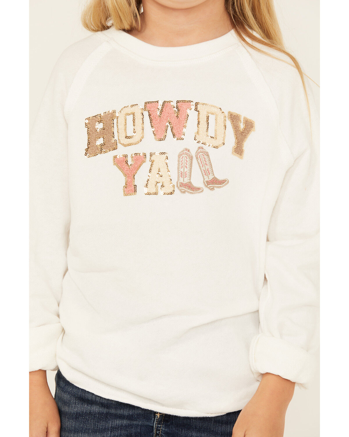 Image #3 - Buttercup Girls' Howdy Y'all Embellished Long Sleeve Shirt, White, hi-res