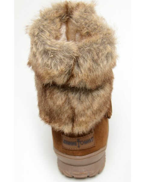 Image #5 - Minnetonka Women's Everett Suede Fur Boots - Round Toe, Brown, hi-res