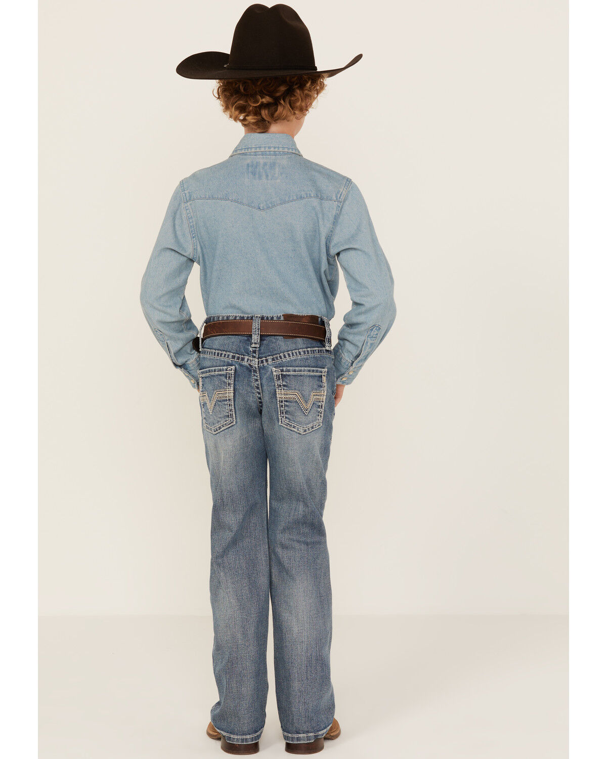 Image #3 - Panhandle Boys' Light Wash Vintage Bootcut Denim Jeans, Light Wash, hi-res