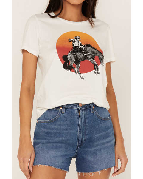 Image #3 - Bandit Women's Sunset Bronco Rider Graphic Tee, White, hi-res