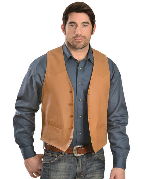 Image #1 - Scully Lamb Leather Vest, Tan, hi-res