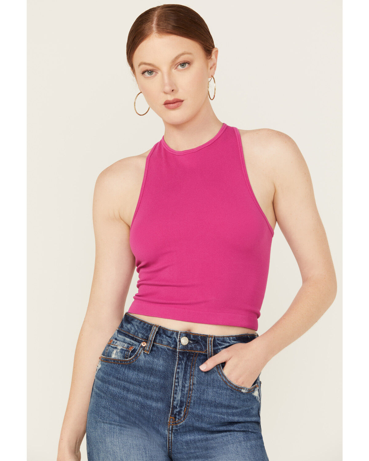 Image #1 - Free People Women's Hayley Racerback Brami, Fuchsia, hi-res