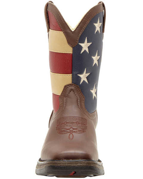Image #4 - Durango Boys' American Flag Western Boots - Square Toe, Brown, hi-res