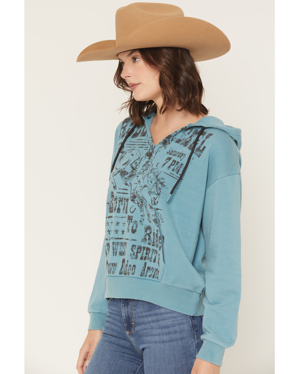 Image #2 - Shyanne Women's Rodeo Rebel Pullover Hoodie, Turquoise, hi-res