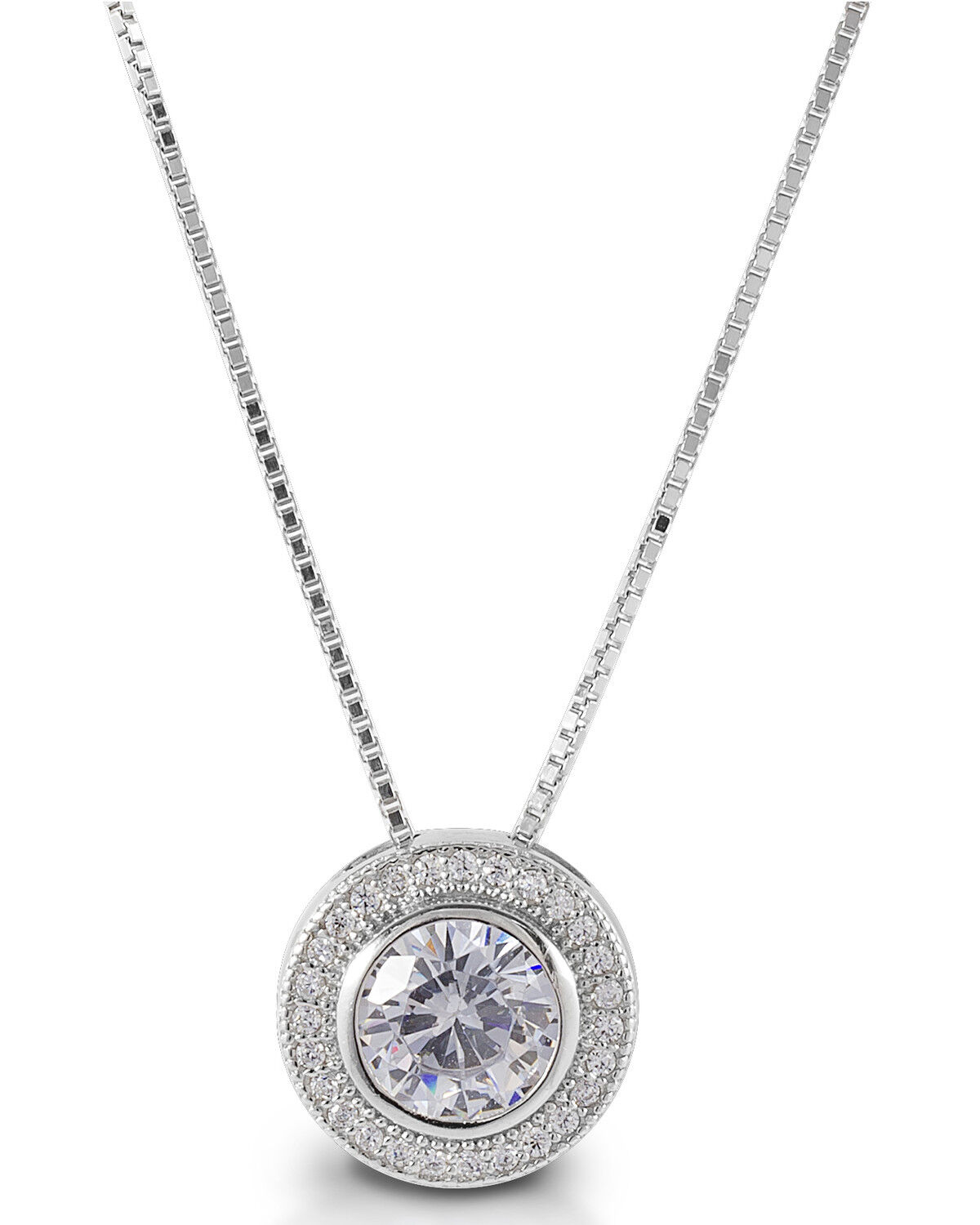 Image #1 - Kelly Herd Women's Round Bezel Set Pave Necklace, Silver, hi-res