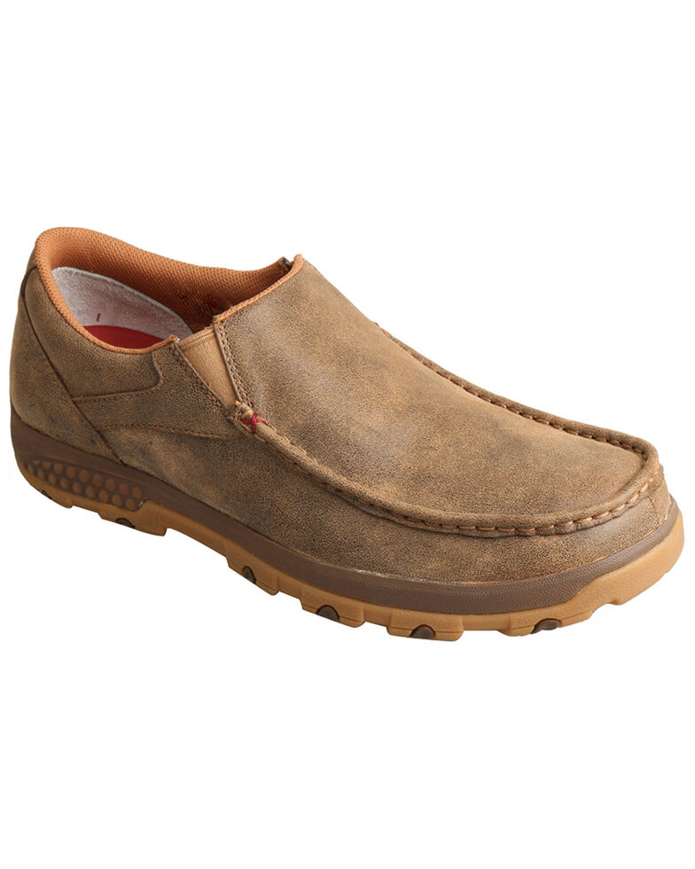 Twisted X Men's CellStretch Slip-On Driving Shoes - Moc Toe, Brown, hi-res