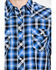 Rock & Roll Denim Men's Crinkle Herringbone Plaid Long Sleeve Western Shirt , Blue, hi-res