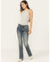 Image #3 - Grace in LA Women's Medium Wash Mid Rise Geometric Bird Bootcut Jeans, Medium Wash, hi-res