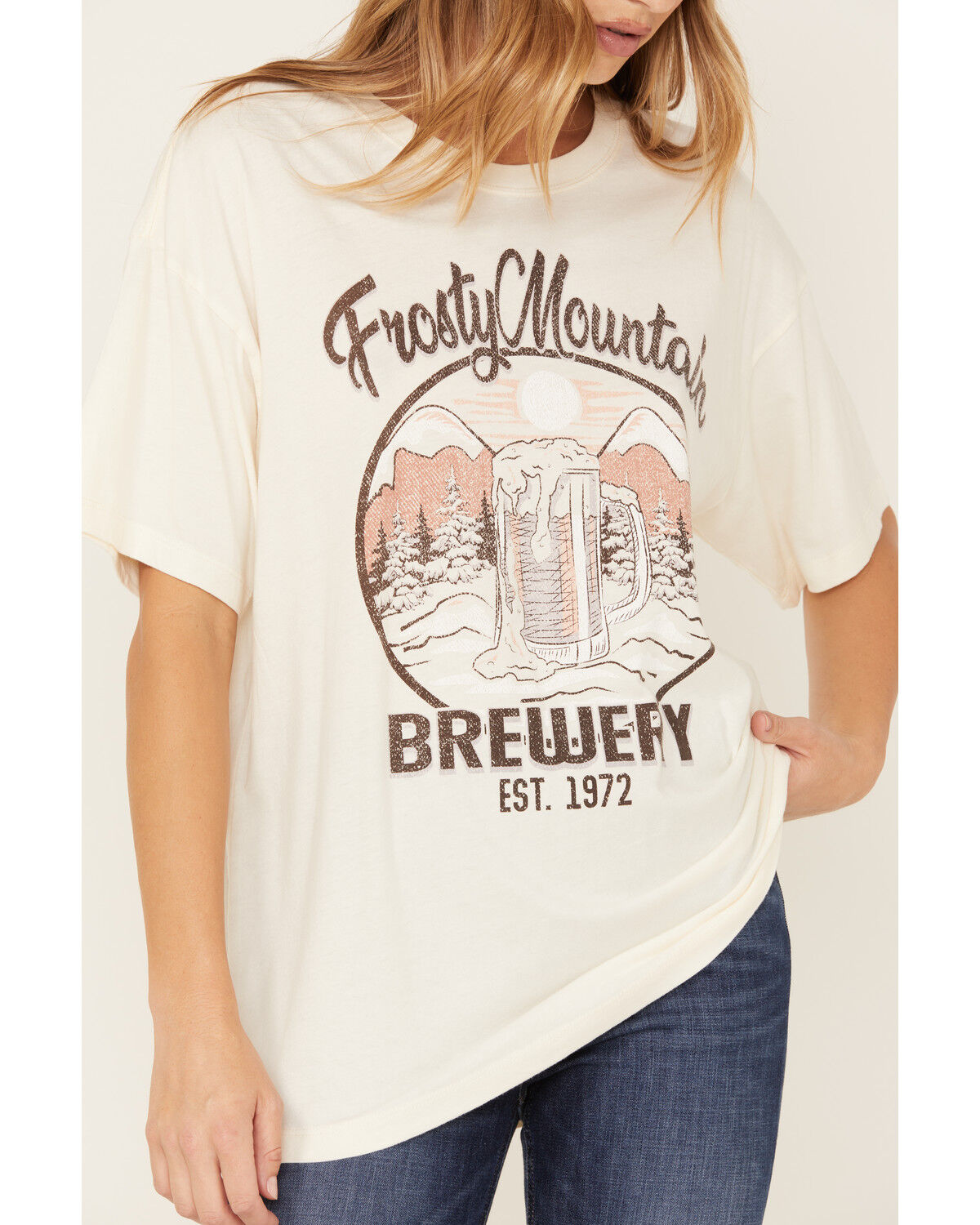 Image #2 - Cleo + Wolf Women's Frosty Mountain Oversized Short Sleeve Graphic Tee, Ivory, hi-res