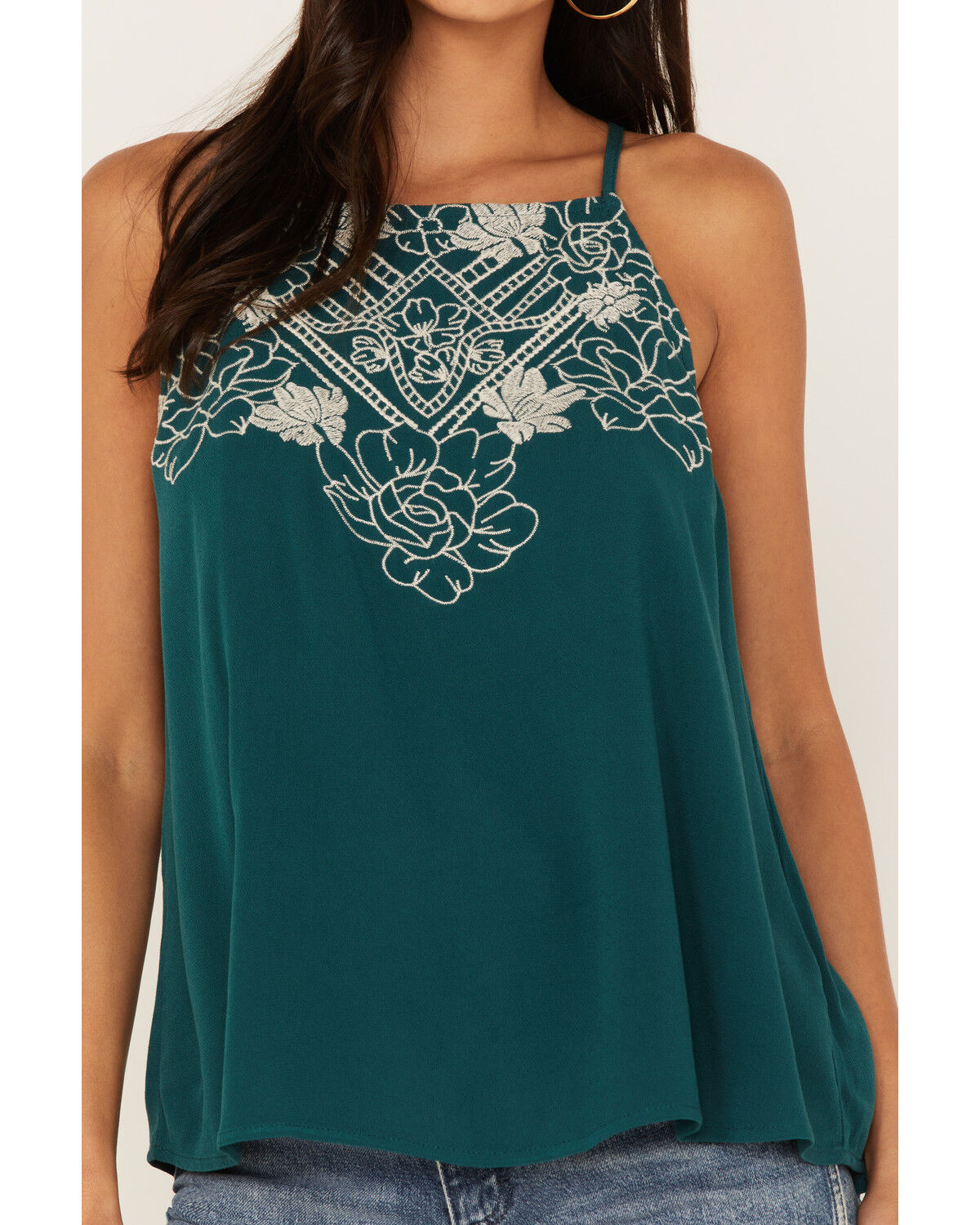 Image #3 - Eyeshadow Women's Floral Embroidered Tank Top, , hi-res