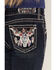 Image #4 - Grace in LA Girls' Dark Wash Steer Head Pocket Flare Stretch Denim Jeans, Dark Wash, hi-res