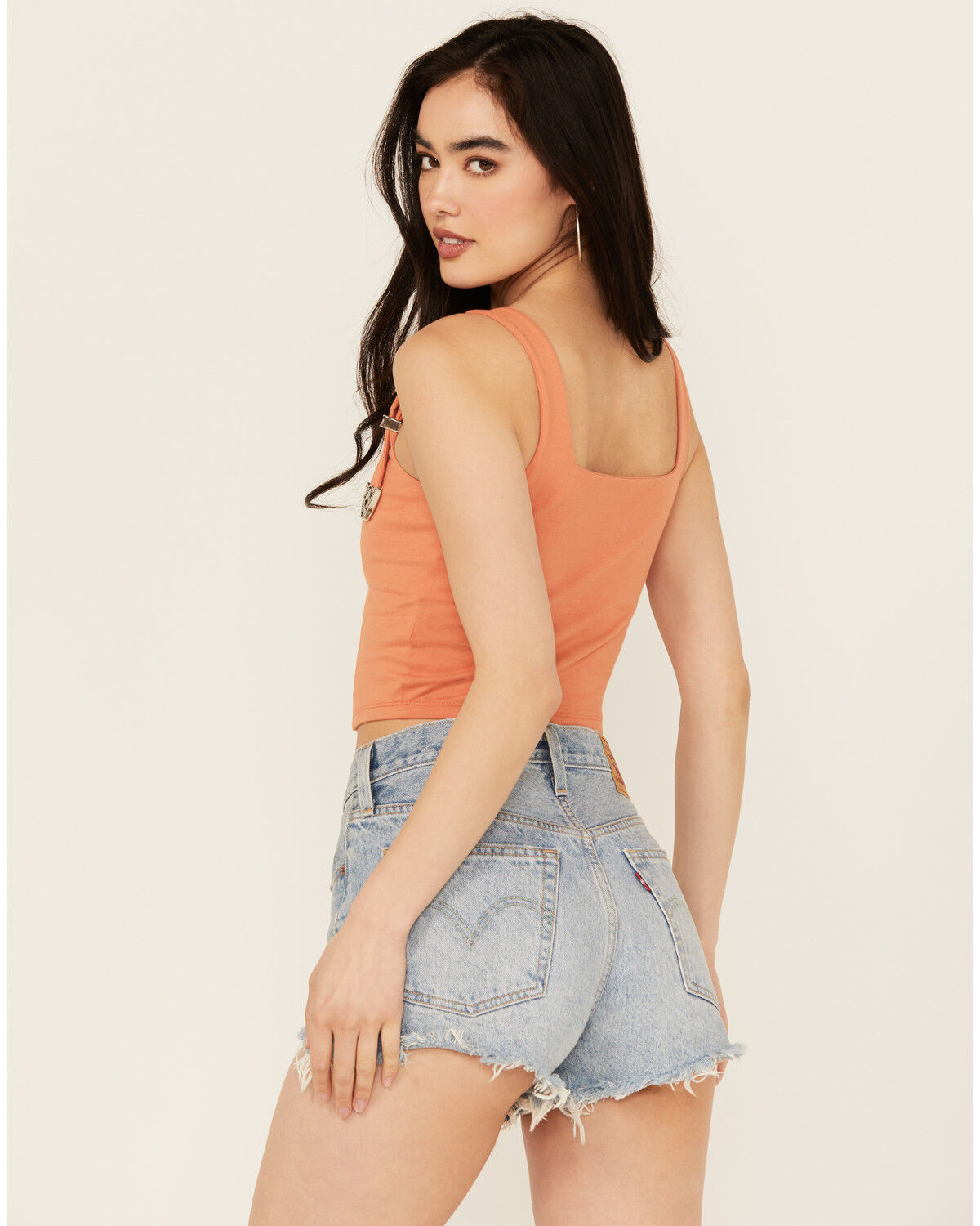 Image #4 - Rock & Roll Denim Women's Buckle Tank Top, Orange, hi-res