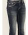 Image #4 - Grace in LA Women's Dark Wash Mid Rise Floral Pocket Bootcut Stretch Denim Jeans, Medium Wash, hi-res