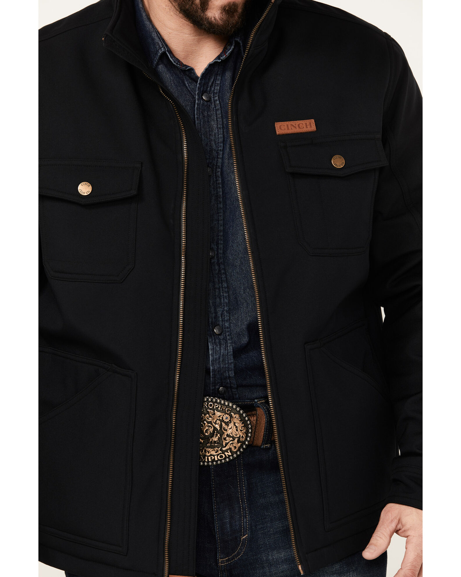 Cinch Men's Textured Poly Concealed Carry Zip Softshell