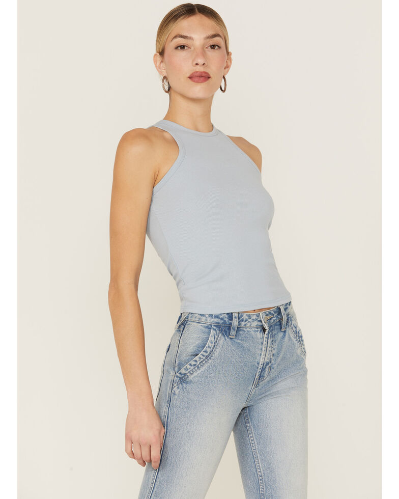 Cleo + Wolf Women's Easy Ribbed Layering Tank Top, Steel Blue, hi-res
