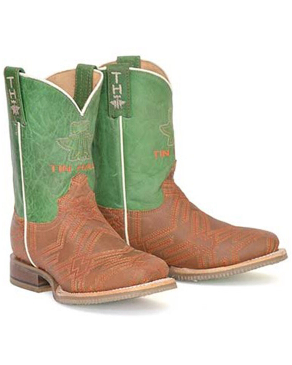 Image #1 - Tin Haul Boys' I Am In Stitches Western Boots - Broad Square Toe, Brown, hi-res