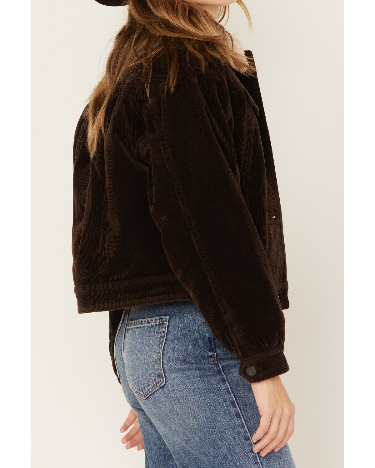 Image #4 - Cleo + Wolf Women's Corduroy Sherpa Trucker Jacket, Chocolate, hi-res