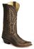 Image #1 - Old West Women's Distressed Leather Western Boots  - Snip Toe, Dark Brown, hi-res