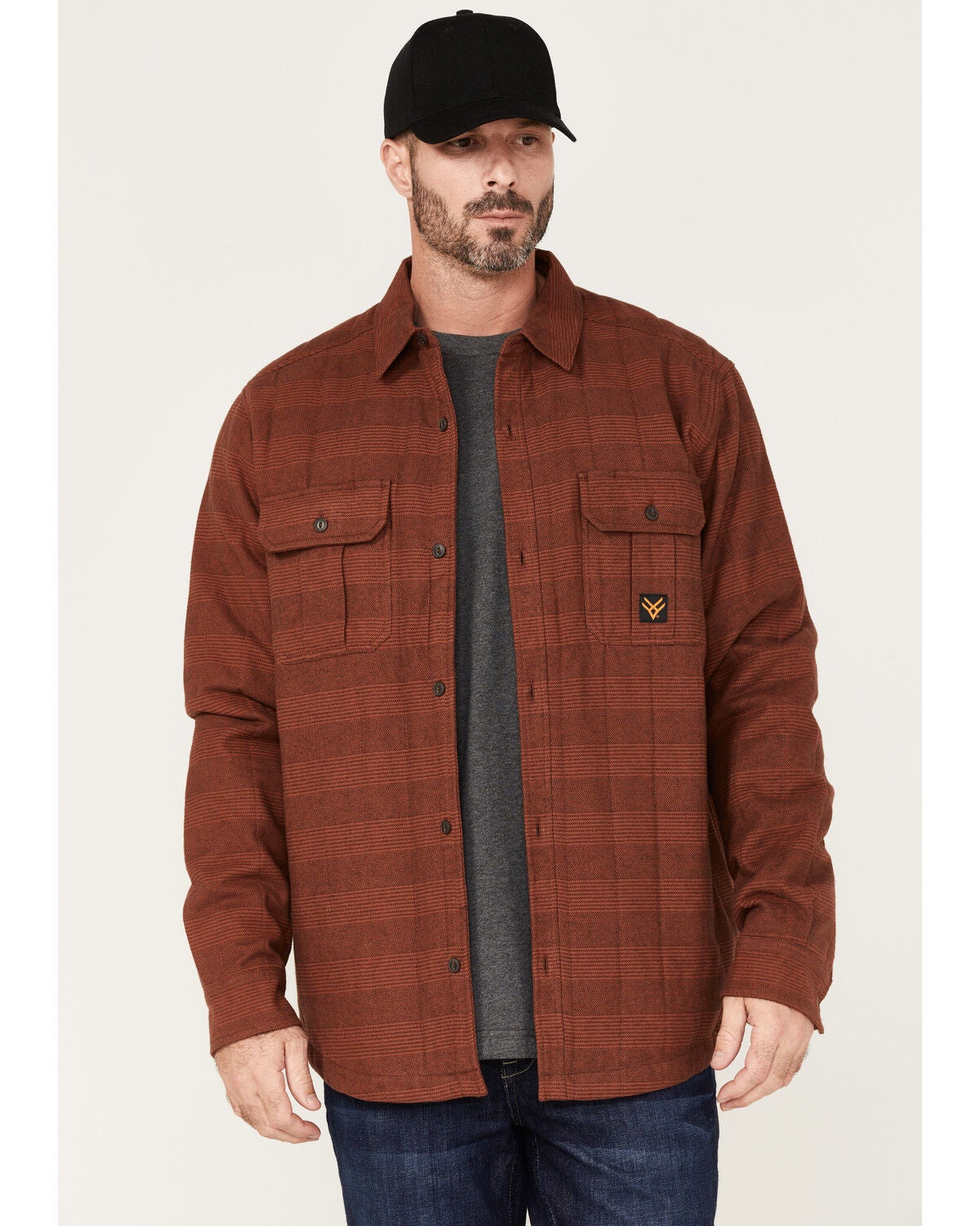 Hawx Men's Rugby Stripe Quilted Shirt Jacket, Red, hi-res