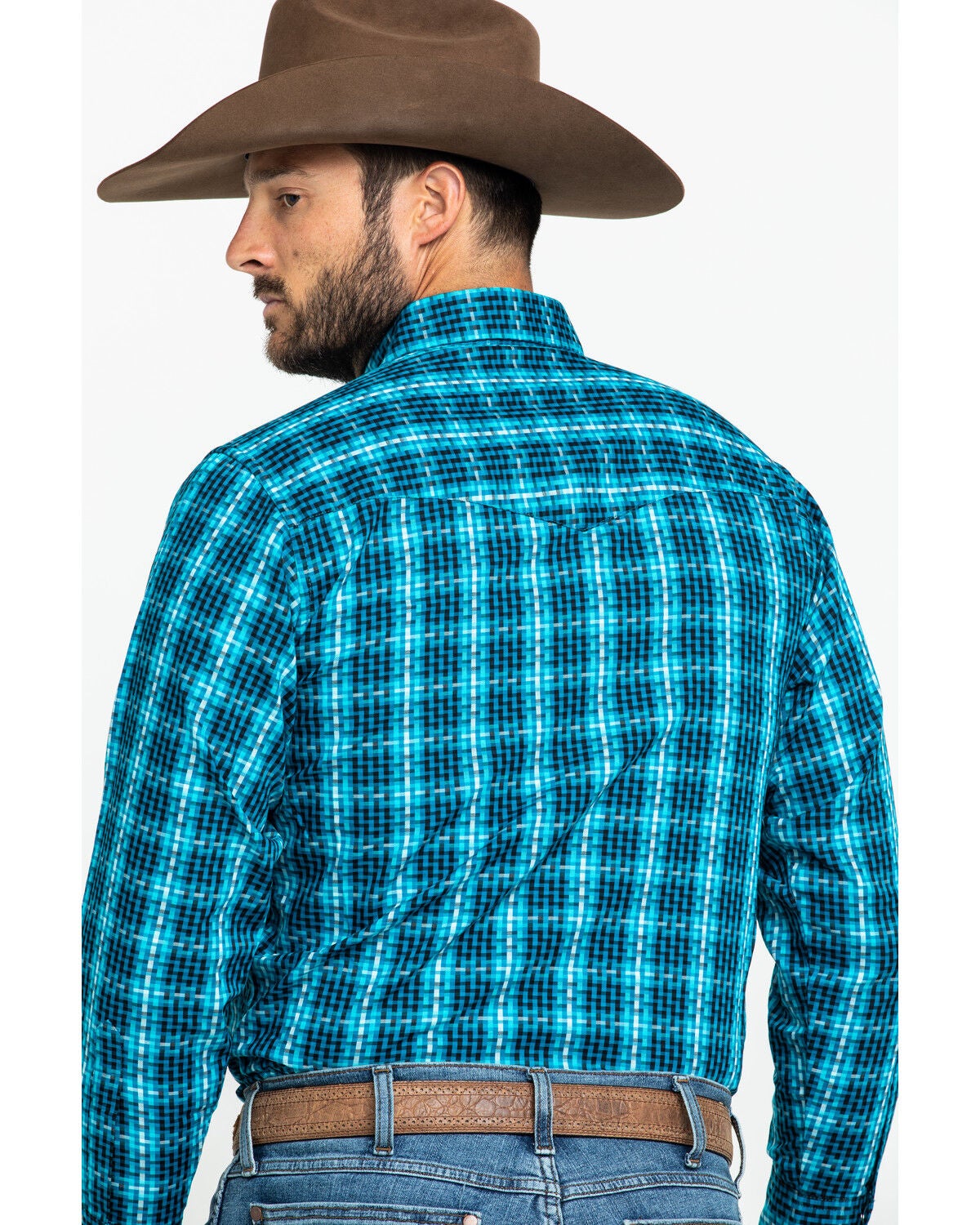 Image #5 - Wrangler Silver Edition Men's Teal Checotah Geo Print Long Sleeve Western Shirt, , hi-res
