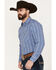 Image #2 - Ely Walker Men's Striped Long Sleeve Pearl Snap Western Shirt, Blue, hi-res