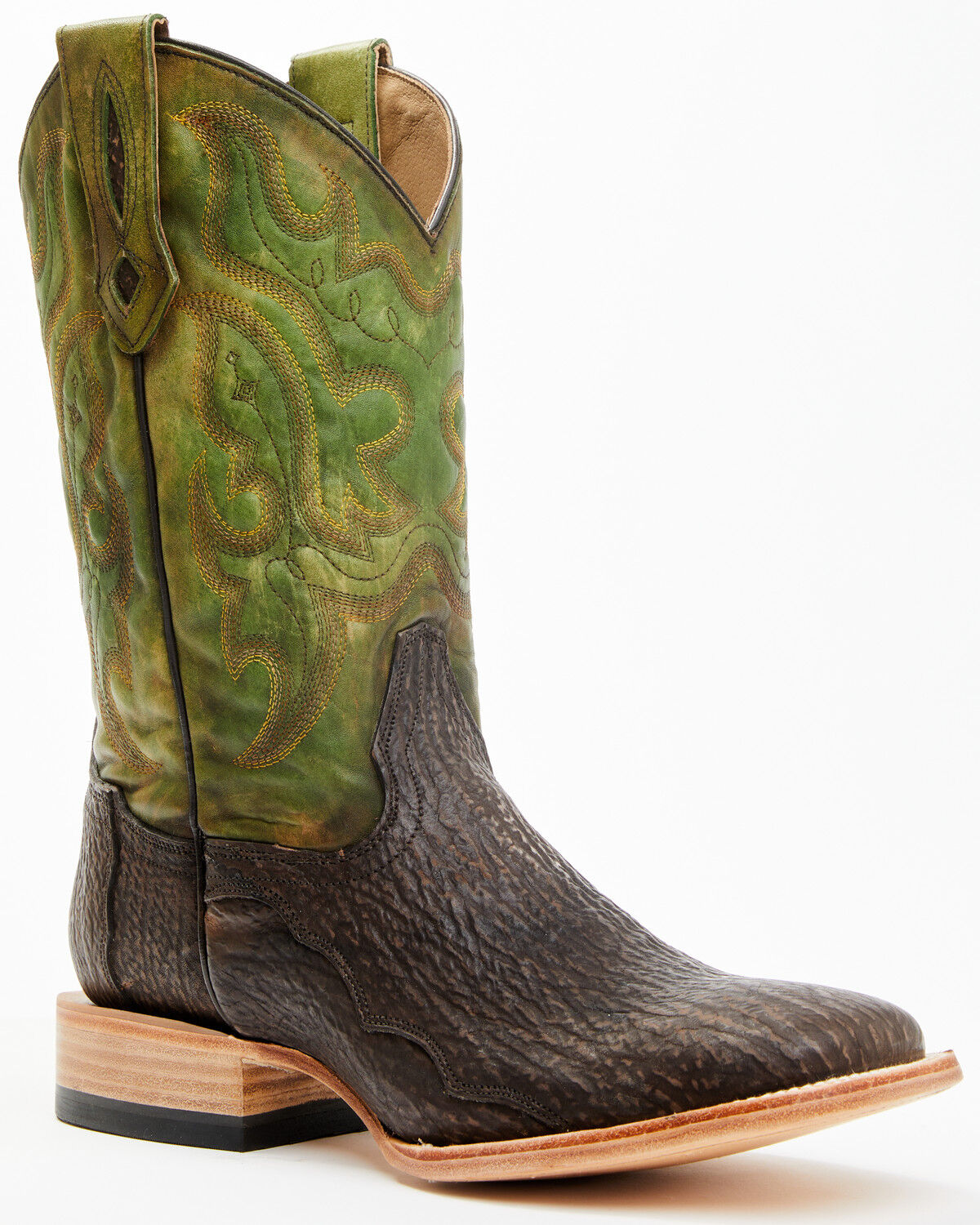 Image #1 - Cody James Men's Exotic Shark Western Boots - Broad Square Toe, Green, hi-res