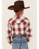 Image #4 - Roper Boys' Amarillo Plaid Print Long Sleeve Western Pearl Snap Shirt, Red, hi-res