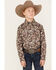 Image #1 - Cowboy Hardware Boys' Mixed Paisley Print Long Sleeve Snap Western Shirt, Chocolate, hi-res