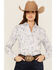 Image #1 - Rough Stock by Panhandle Women's Bandana Print Long Sleeve Pearl Snap Stretch Western Shirt, Blue, hi-res