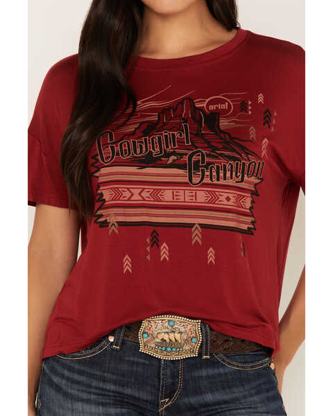 Image #3 - Ariat Women's Cowgirl Canyon Southwestern Graphic Tee, Rust Copper, hi-res