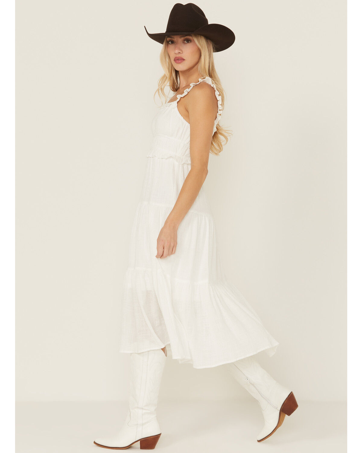 Image #3 - Yura Women's Solid Sleeveless Midi Dress, White, hi-res