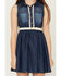 Image #3 - Sugar California Girls' Dark Wash Denim Dress, Dark Blue, hi-res